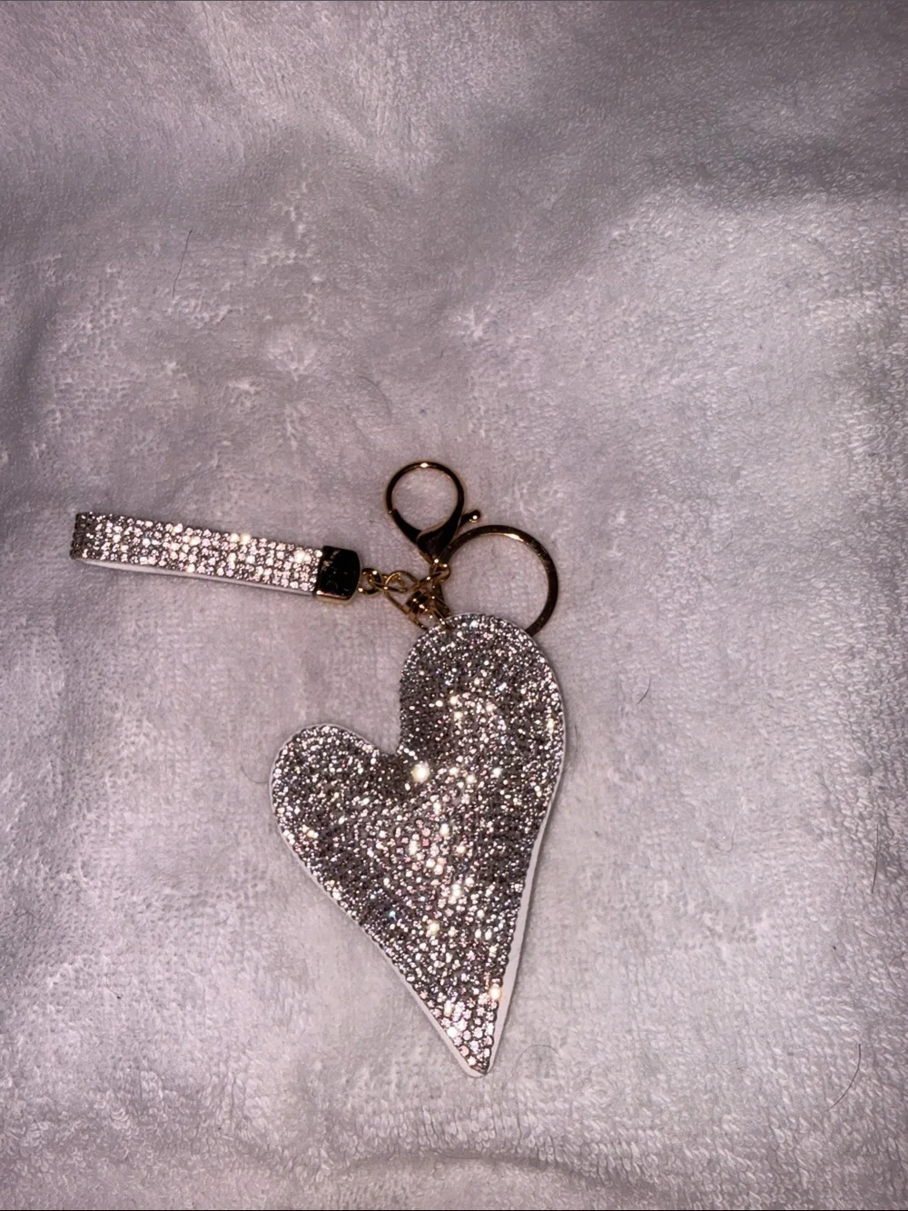 Sparkling Heart Keychain  - Silver